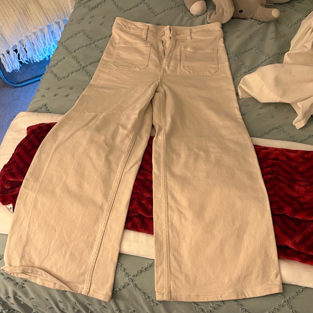 Zara Cream Wide Leg Jeans